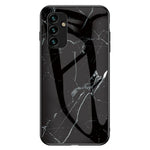 Til Samsung Galaxy A34 5G Marmormønster Printet Hærdet Glas + PC + TPU Telefoncover Anti-fald Bagside