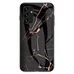 Til Samsung Galaxy A34 5G Marmormønster Printet Hærdet Glas + PC + TPU Telefoncover Anti-fald Bagside