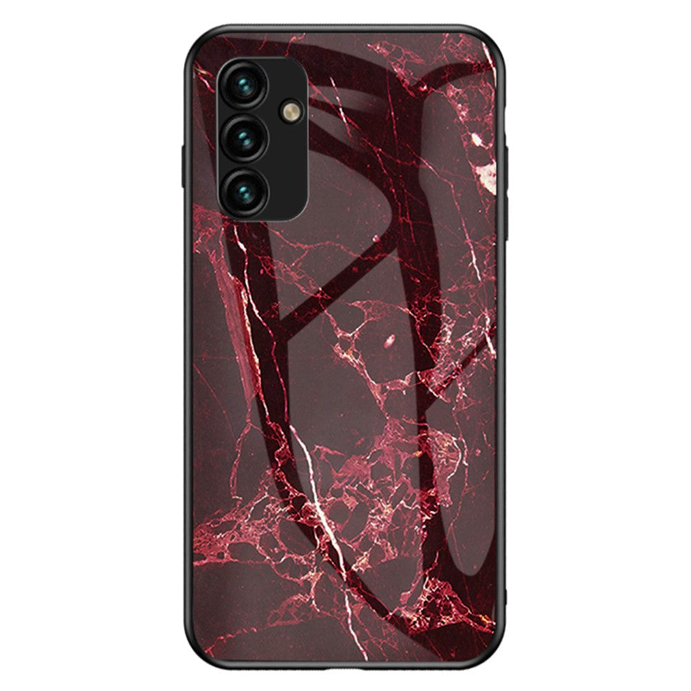 Til Samsung Galaxy A34 5G Marmormønster Printet Hærdet Glas + PC + TPU Telefoncover Anti-fald Bagside