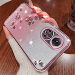 KADEM For Huawei nova 9 Anti-Scratch Rhinestone Design Phone Shell Case Flower Pattern Decor Glitter Powder Soft TPU Cell Phone Cover