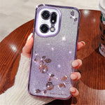 KADEM For Oppo Find X5 Pro 5G Cell Phone Case Rhinestone Flower Pattern Gradient Color Glitter Powder TPU Cover Protector