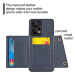 Xiaomi Redmi Note 12 Pro 5G Stativ PU-läderbelagt TPU-skal med dubbla knappar, kortplatser och bilfäste, metallplåt