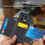 For Xiaomi 13 5G Kickstand Phone Case Dual Button Card Slots Drop-proof PU Leather Coated TPU Case with Built-in Metal Sheet