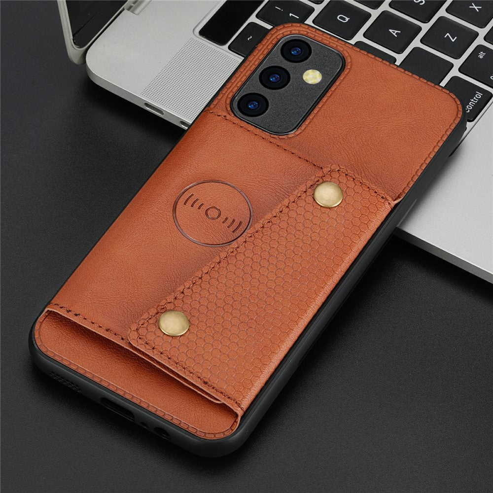 Samsung Galaxy A54 5G-mobilcover med to knapper og kortlommer, stativ samt stødsikkert TPU-cover med PU-læder og indbygget metalplade