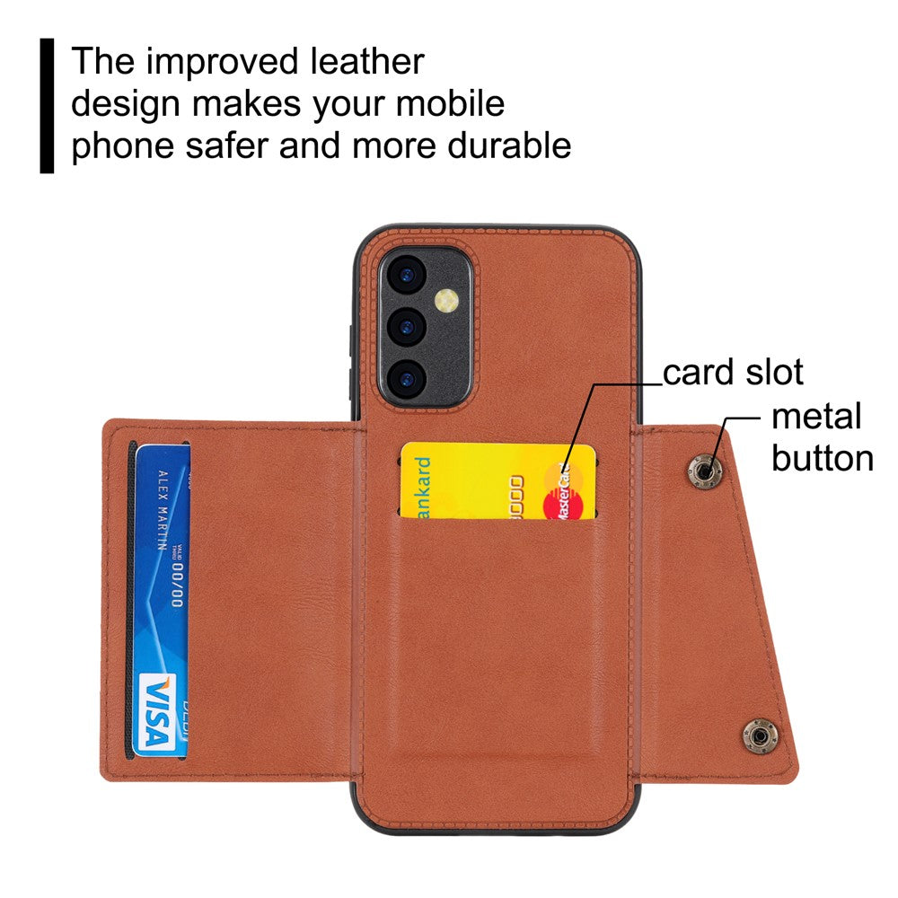 Samsung Galaxy A54 5G-mobilcover med to knapper og kortlommer, stativ samt stødsikkert TPU-cover med PU-læder og indbygget metalplade