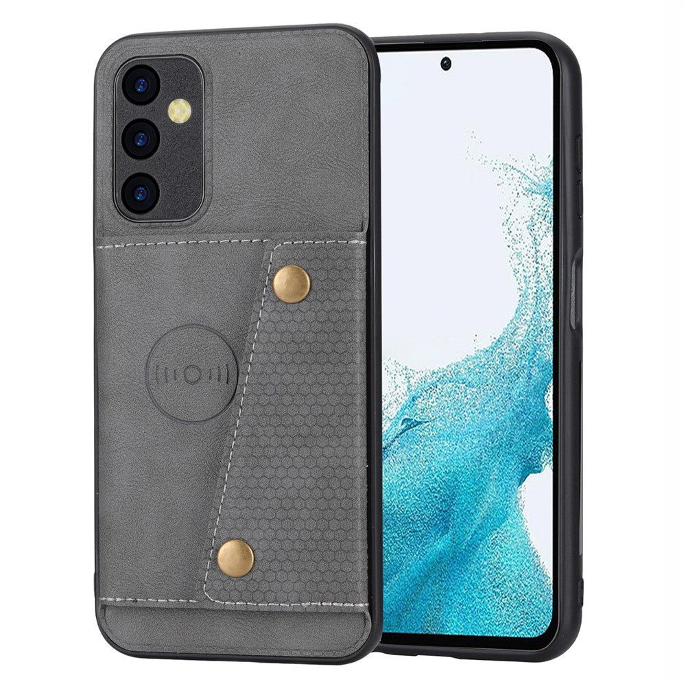 Samsung Galaxy A54 5G-mobilcover med to knapper og kortlommer, stativ samt stødsikkert TPU-cover med PU-læder og indbygget metalplade
