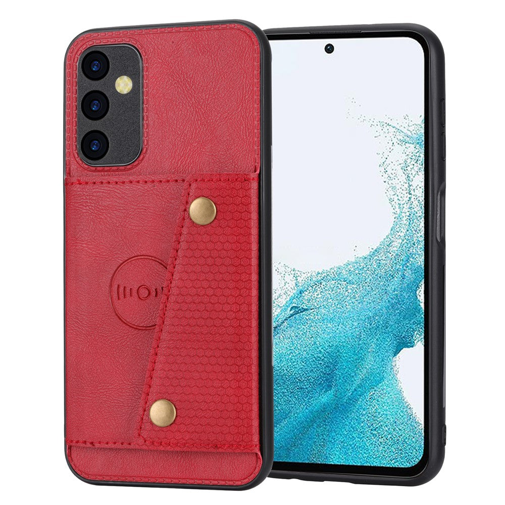 Samsung Galaxy A54 5G-mobilcover med to knapper og kortlommer, stativ samt stødsikkert TPU-cover med PU-læder og indbygget metalplade