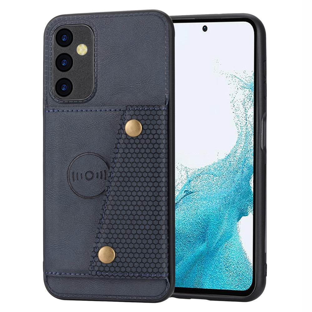 Samsung Galaxy A54 5G-mobilcover med to knapper og kortlommer, stativ samt stødsikkert TPU-cover med PU-læder og indbygget metalplade