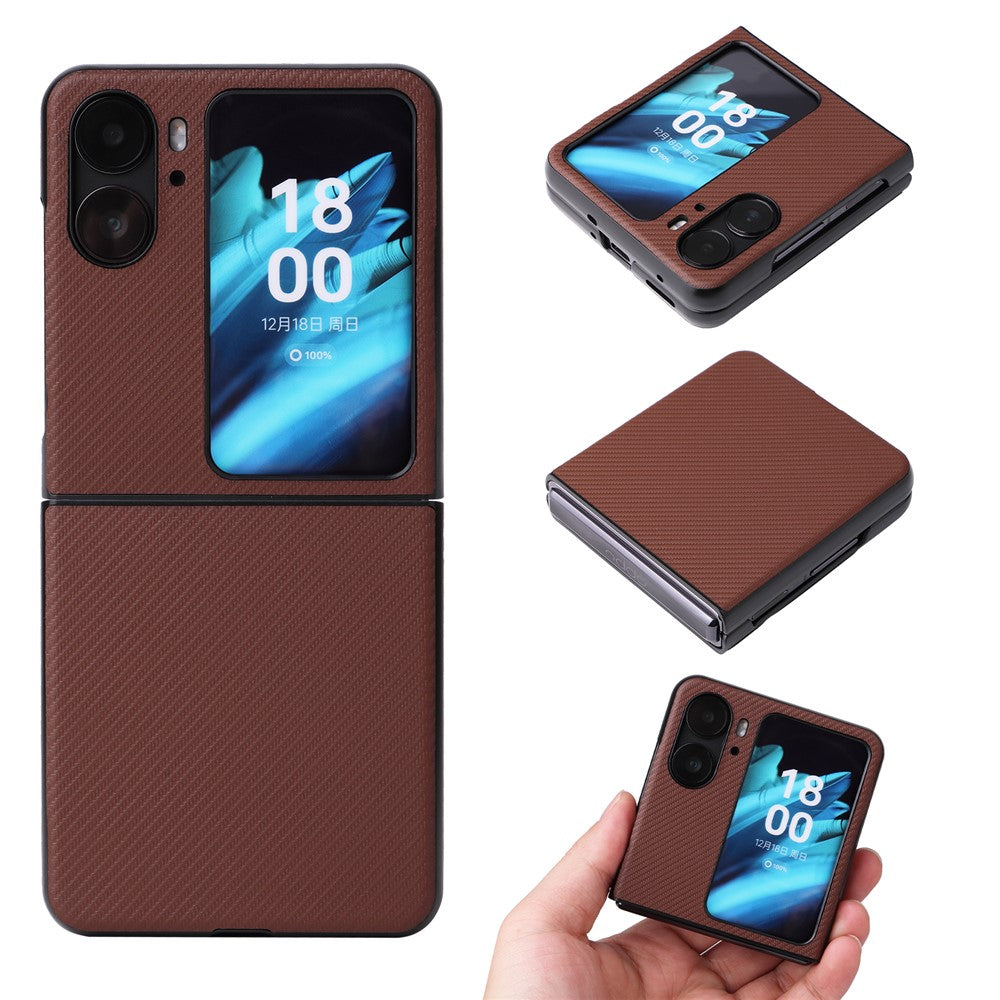 For Oppo Find N2 Flip 5G Anti-scratch Phone Back Cover PU Leather + PC Non-slip Phone Case