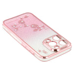 KADEM TPU-skal med strassdekor och blommönster till iPhone 12 Pro Max 6,7 tum, snyggt, gradient glitter, pulverfärgat, fallskyddande bakstycke