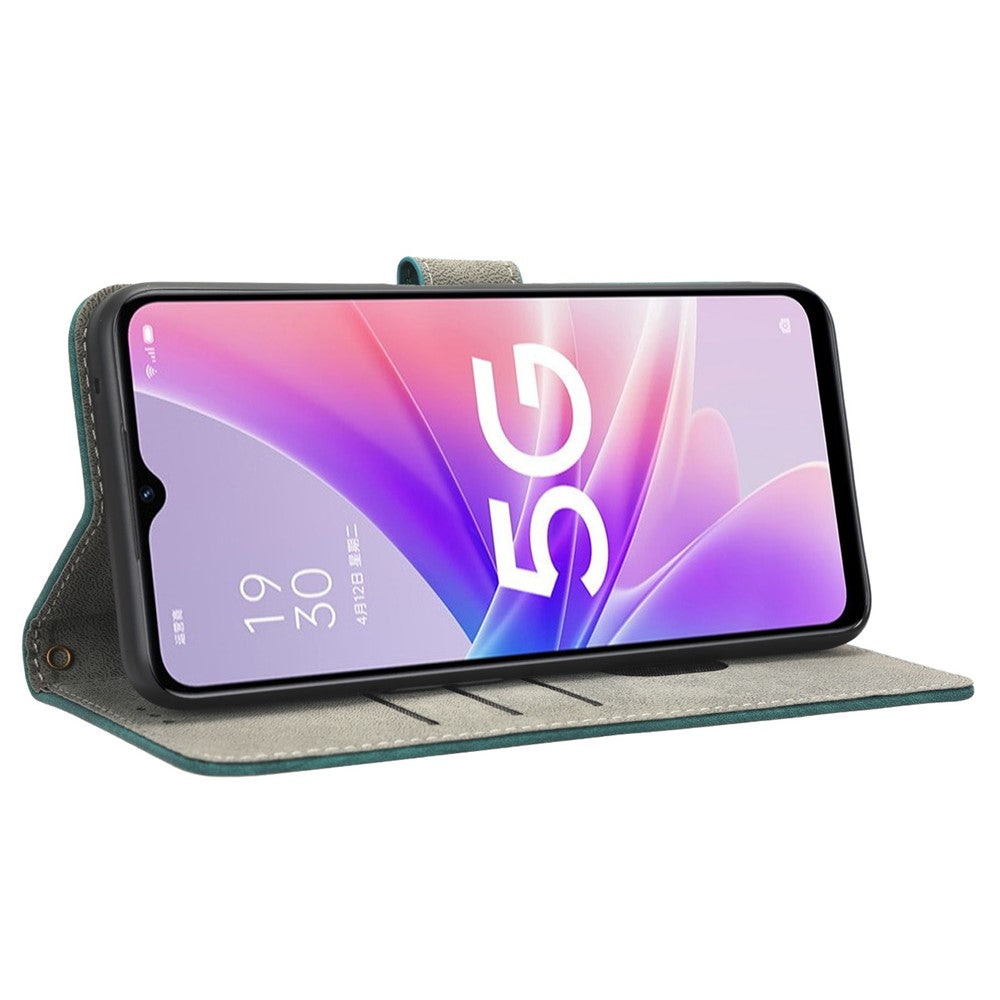 Oppo A57 (2022) 5G / A77 5G / K10 5G / Realme V23 5G / Q5i / Narzo 50 5G / OnePlus Nord N300 5G RFID-blockerande PU-lädermobilskal Magnetiskt fodral med plånboksställ