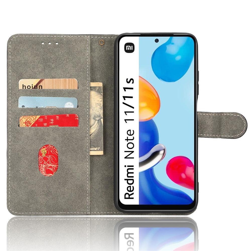 For Xiaomi Redmi Note 11 4G (Qualcomm) / Note 11S 4G RFID Blocking Full Coverage PU Leather Phone Case Protective Magnetic Mobile Phone Cover with Wallet Stand
