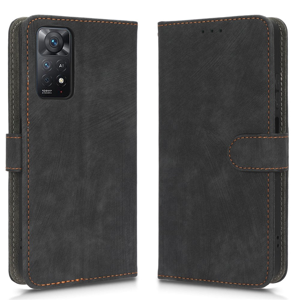For Xiaomi Redmi Note 11 Pro 4G (MediaTek) / Note 11 Pro 5G (Qualcomm) / Note 12 Pro 4G / Note 11E Pro 5G RFID Blocking PU Leather Phone Case Fully Wrapped Magnetic Mobile Phone Cover with Wallet Stand