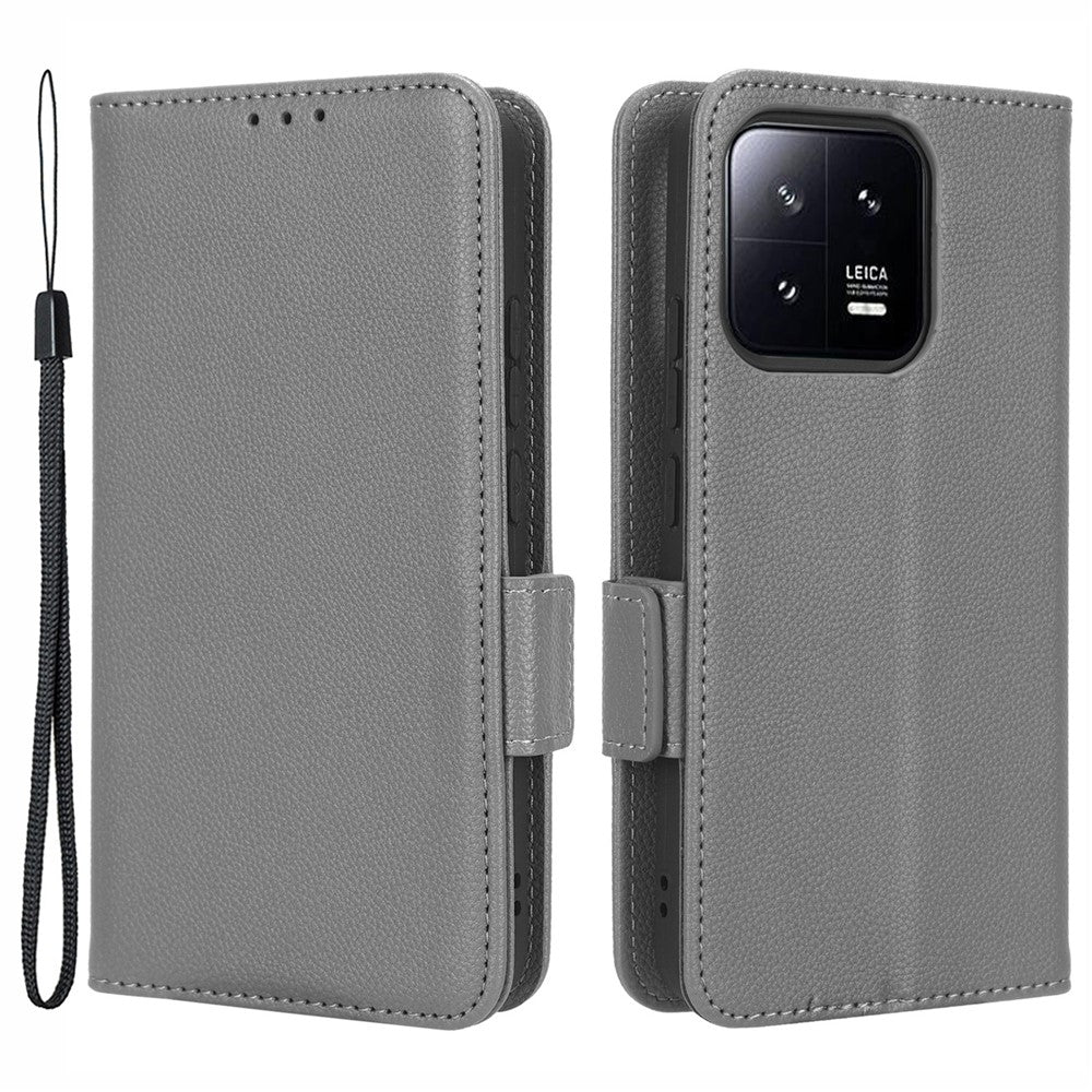 For Xiaomi 13 Pro 5G Dual Magnetic Clasp Litchi Texture Flip Leather Phone Case Wallet Stand Protective Phone Cover