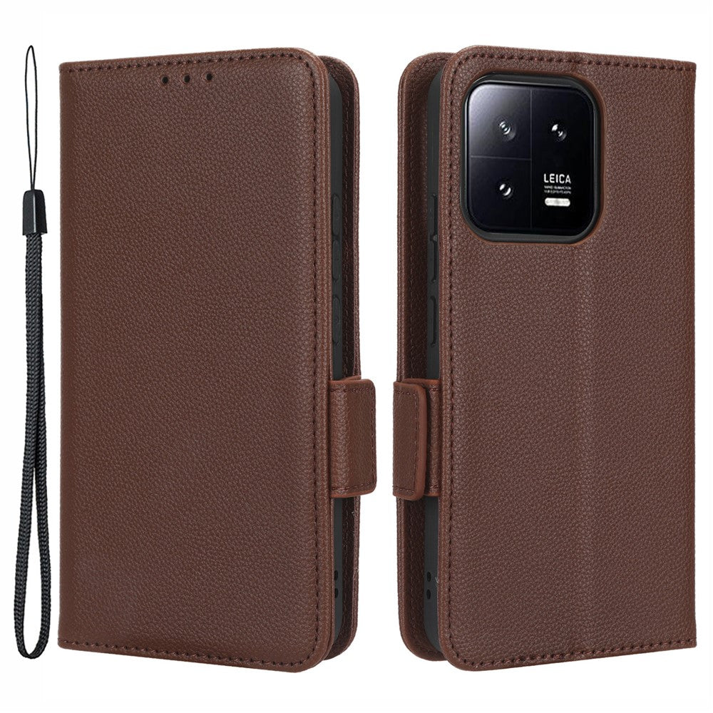 For Xiaomi 13 Pro 5G Dual Magnetic Clasp Litchi Texture Flip Leather Phone Case Wallet Stand Protective Phone Cover