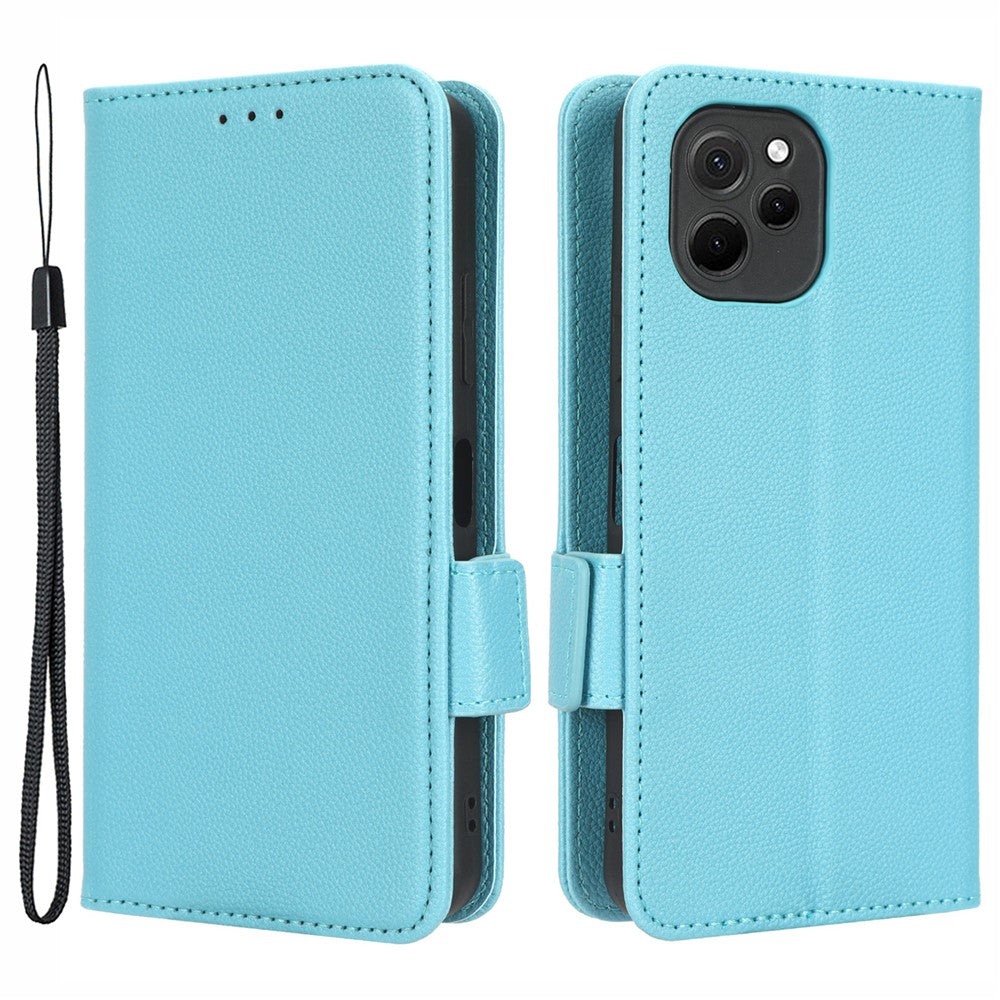PU-läderfodral för smartphone till Huawei nova y61 4G / enjoy 50z 4G, dubbelt magnetiskt spänne, litchitexturerat fällbart plånboksfodral, reptåligt mobilfodral