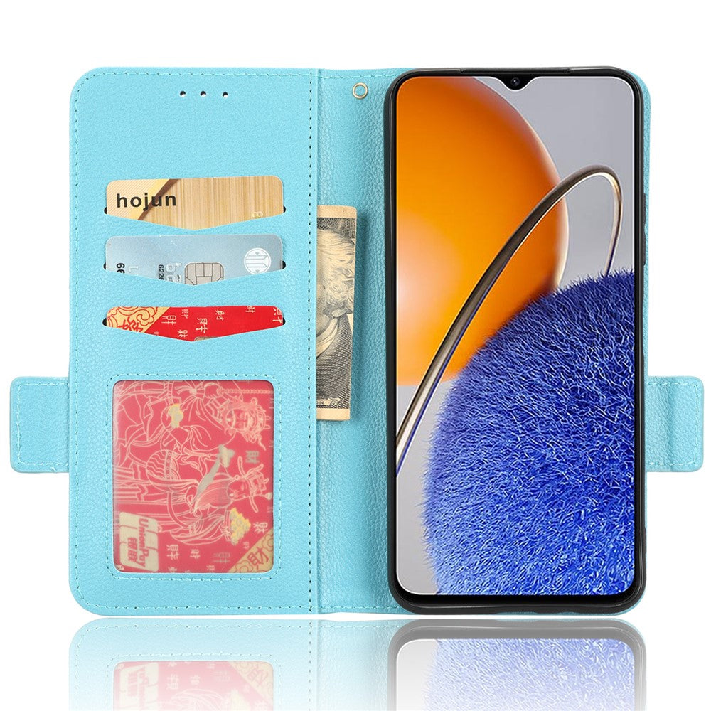 PU-läderfodral för smartphone till Huawei nova y61 4G / enjoy 50z 4G, dubbelt magnetiskt spänne, litchitexturerat fällbart plånboksfodral, reptåligt mobilfodral