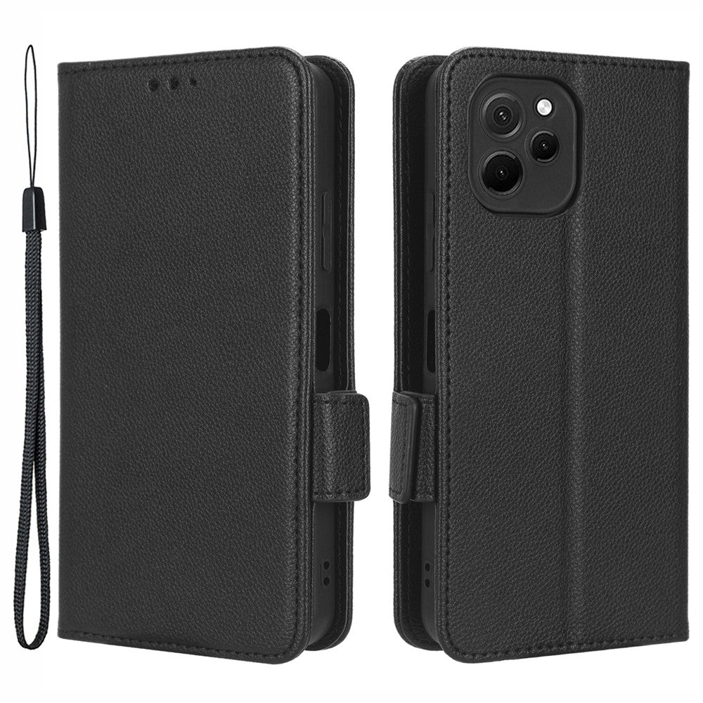 PU-läderfodral för smartphone till Huawei nova y61 4G / enjoy 50z 4G, dubbelt magnetiskt spänne, litchitexturerat fällbart plånboksfodral, reptåligt mobilfodral