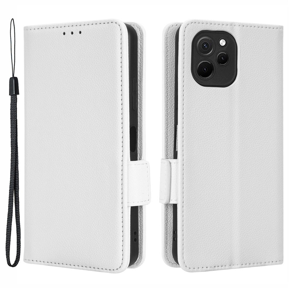 PU-läderfodral för smartphone till Huawei nova y61 4G / enjoy 50z 4G, dubbelt magnetiskt spänne, litchitexturerat fällbart plånboksfodral, reptåligt mobilfodral