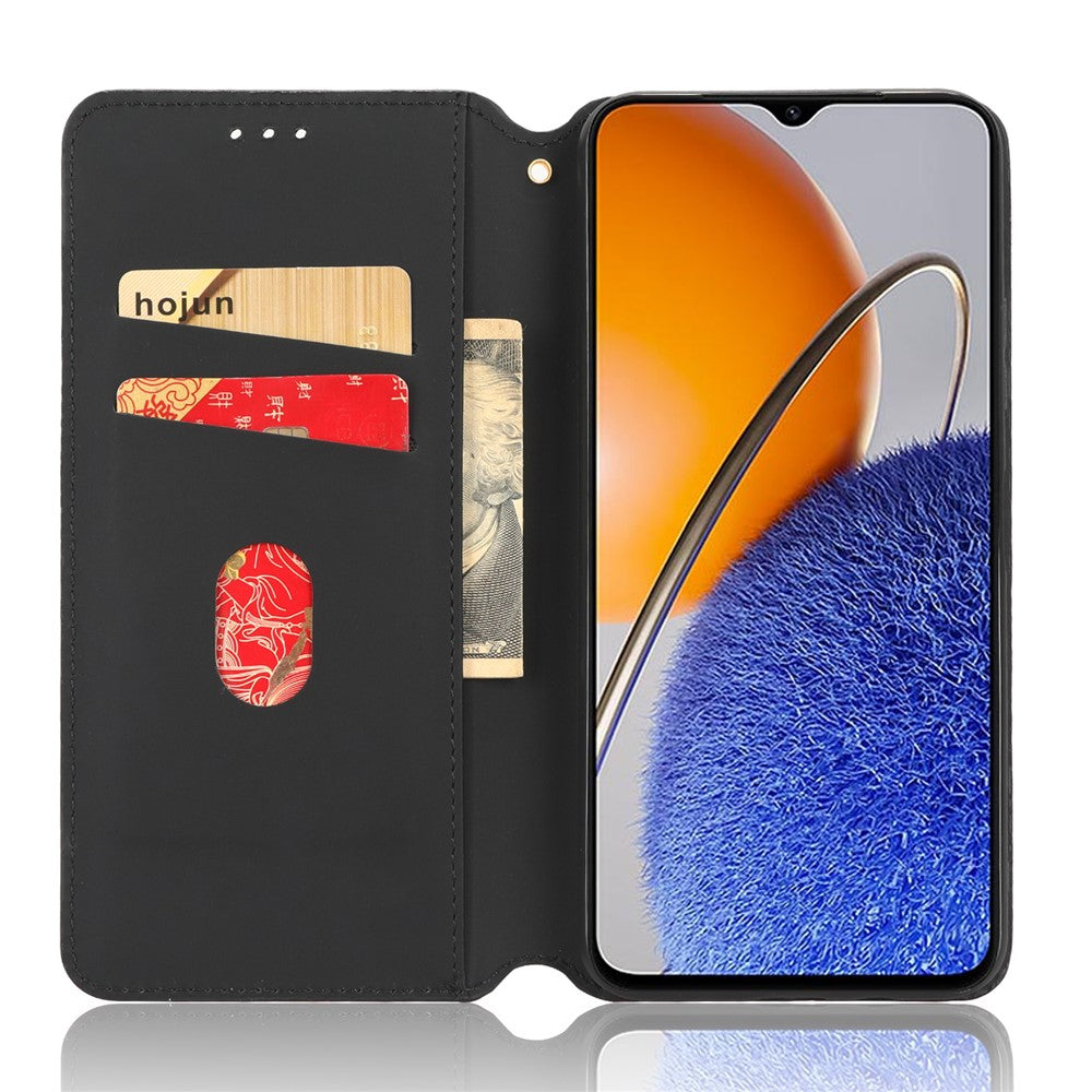 Mobilmobilskal för Huawei nova Y61 4G / Enjoy 50z 4G rombmönster präglat fällbart plånboksfodral stativ magnetiskt automatiskt stängande mobilskal