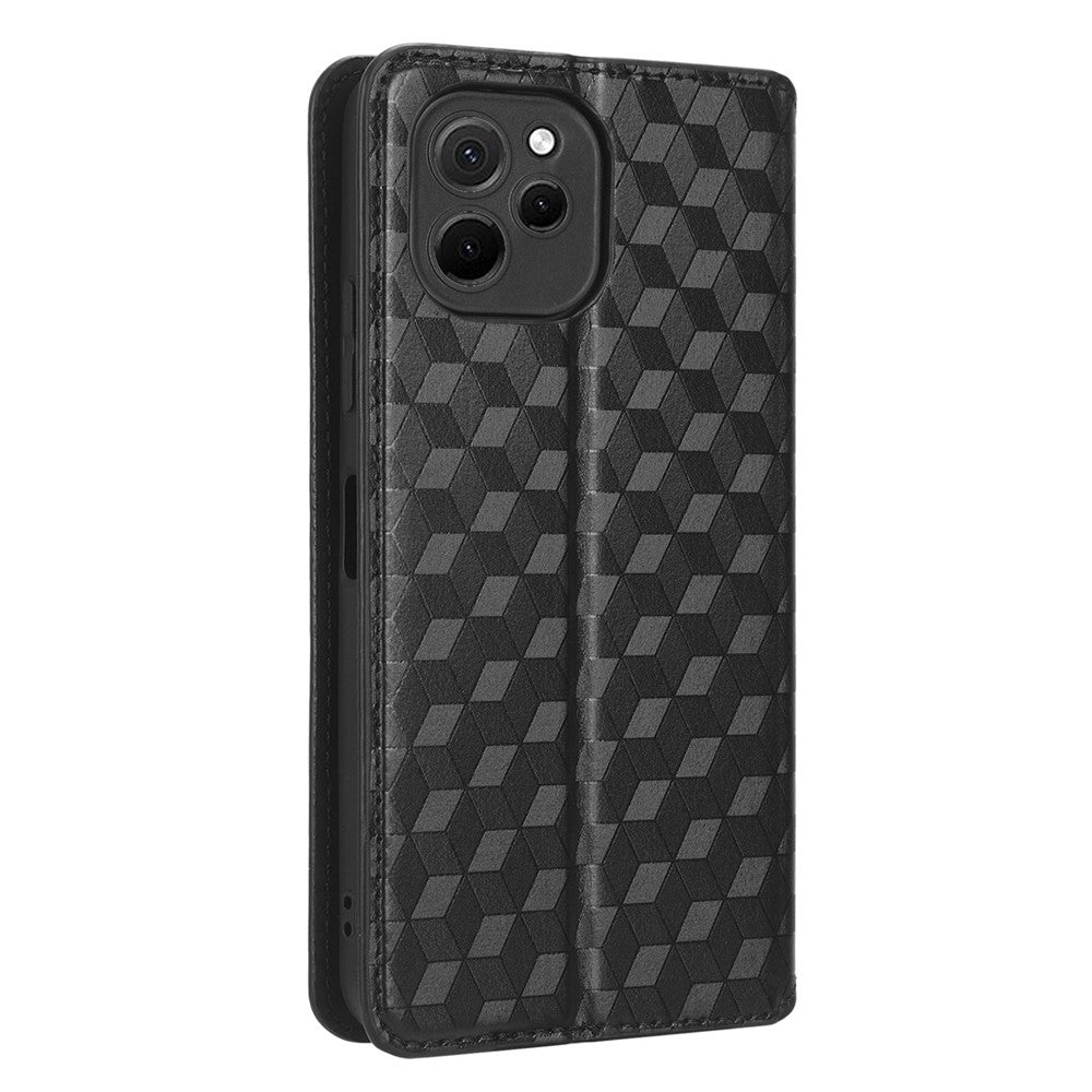 Mobilmobilskal för Huawei nova Y61 4G / Enjoy 50z 4G rombmönster präglat fällbart plånboksfodral stativ magnetiskt automatiskt stängande mobilskal