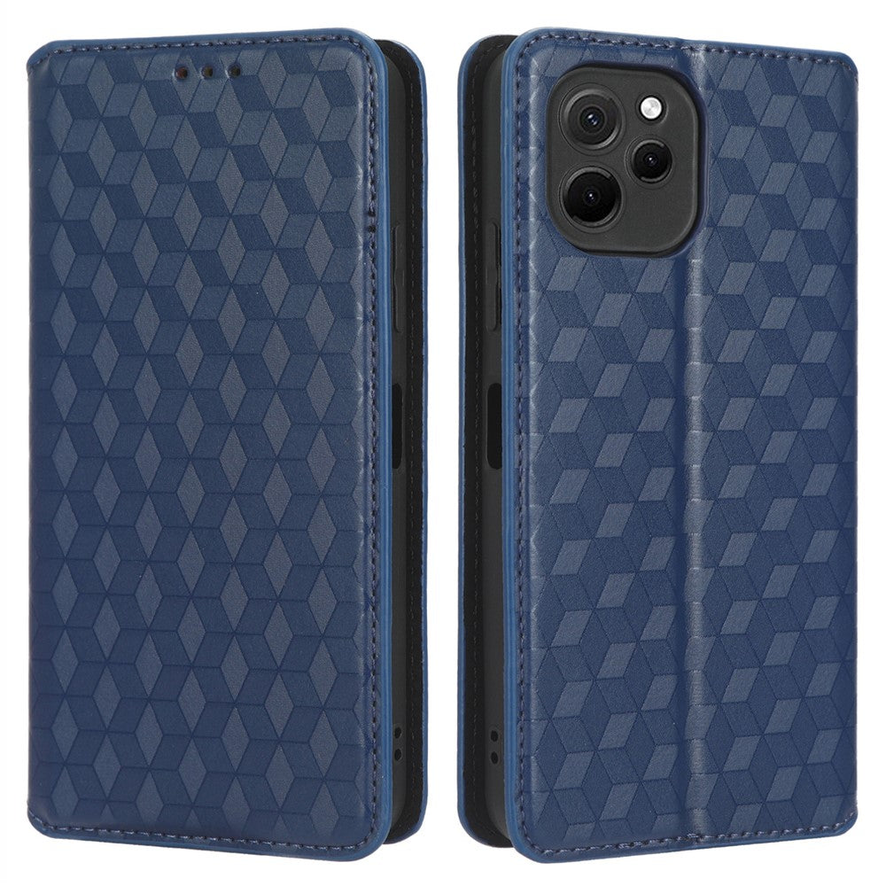 Mobilmobilskal för Huawei nova Y61 4G / Enjoy 50z 4G rombmönster präglat fällbart plånboksfodral stativ magnetiskt automatiskt stängande mobilskal