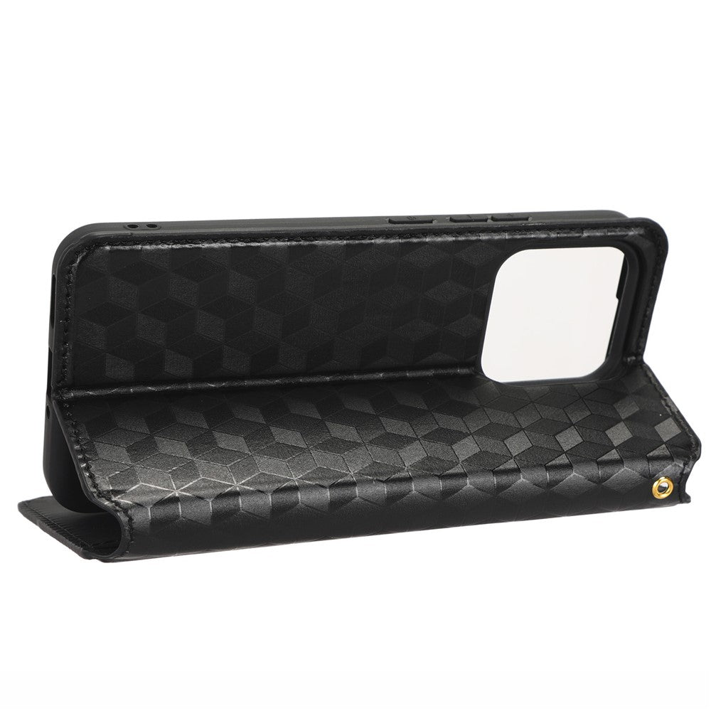 Magnetic Auto Closing Phone Case For Xiaomi 13 5G, Rhombus Pattern Imprinted PU Leather Wallet Stand Cell Phone Cover