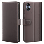 Til Samsung Galaxy A04e 4G / F04 4G / M04 4G etui ægte splittet læder telefoncover med kortholder og stativfunktion