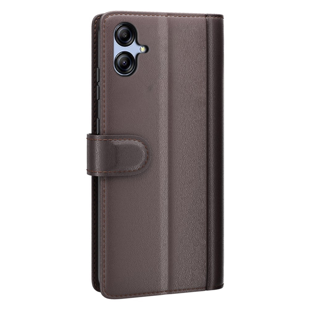 Til Samsung Galaxy A04e 4G / F04 4G / M04 4G etui ægte splittet læder telefoncover med kortholder og stativfunktion