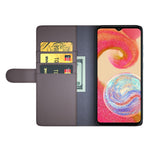 Til Samsung Galaxy A04e 4G / F04 4G / M04 4G etui ægte splittet læder telefoncover med kortholder og stativfunktion