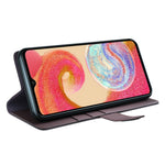 Til Samsung Galaxy A04e 4G / F04 4G / M04 4G etui ægte splittet læder telefoncover med kortholder og stativfunktion