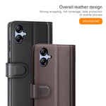 Til Samsung Galaxy A04e 4G / F04 4G / M04 4G etui ægte splittet læder telefoncover med kortholder og stativfunktion