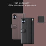 Til Samsung Galaxy A04e 4G / F04 4G / M04 4G etui ægte splittet læder telefoncover med kortholder og stativfunktion