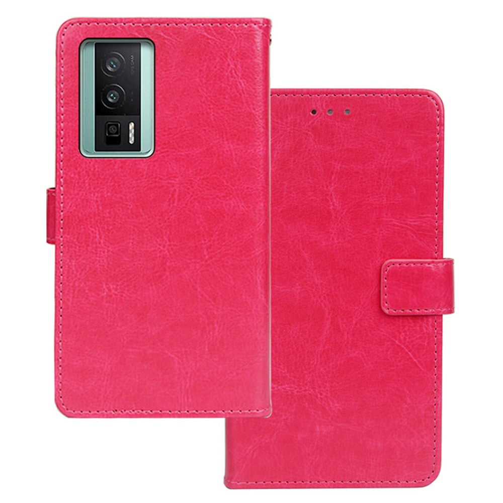 IDEWEI För Xiaomi Poco F5 Pro 5G / Redmi K60 Pro 5G / K60 5G Magnetiskt Plånboksfodral Crazy Horse Textur Stativ PU Läder Flip Skal