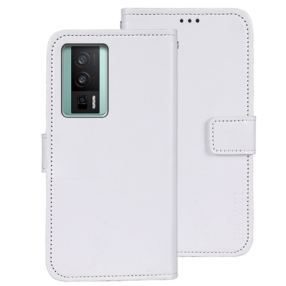 IDEWEI fuldt beskyttende PU-læderetui med stativ til Xiaomi Poco F5 Pro 5G / Redmi K60 Pro 5G / K60 5G, Crazy Horse-tekstur, flip-mobilpung
