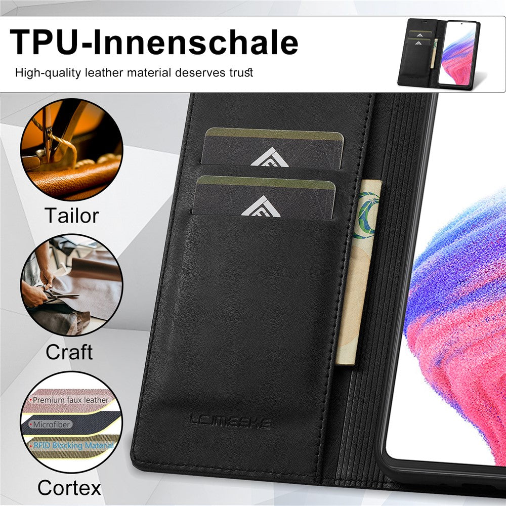 LC.IMEEKE Til Samsung Galaxy A54 5G Anti-ridse PU Læder Flip Cover Telefonpung RFID Blokerende Stander Magnetisk Absorption Stødsikkert Telefoncover