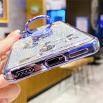 KADEM For Samsung Galaxy S21 5G / 4G TPU Case with Kickstand Glitter Flower Pattern Rhinestone Decor