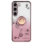 KADEM For Samsung Galaxy S22+ 5G TPU Case with Kickstand Glitter Flower Pattern Rhinestone Decor