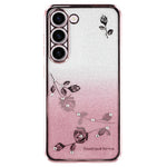 KADEM For Samsung Galaxy S22+ 5G TPU Case with Kickstand Glitter Flower Pattern Rhinestone Decor