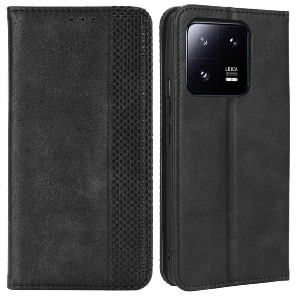 Xiaomi 13 5G Magnetiskt Autostängande mobilflip Plånboksfodral Stativ Retro Textur Präglat Mönster PU Läder Reptåligt mobilfodral
