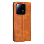 Xiaomi 13 5G Magnetiskt Autostängande mobilflip Plånboksfodral Stativ Retro Textur Präglat Mönster PU Läder Reptåligt mobilfodral