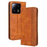Xiaomi 13 5G Magnetiskt Autostängande mobilflip Plånboksfodral Stativ Retro Textur Präglat Mönster PU Läder Reptåligt mobilfodral