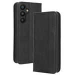 For Samsung Galaxy A34 5G Anti-fall Phone Case Stand Retro Texture Imprinted Pattern Magnetic Auto Closing Flip Leather Wallet Phone Cover