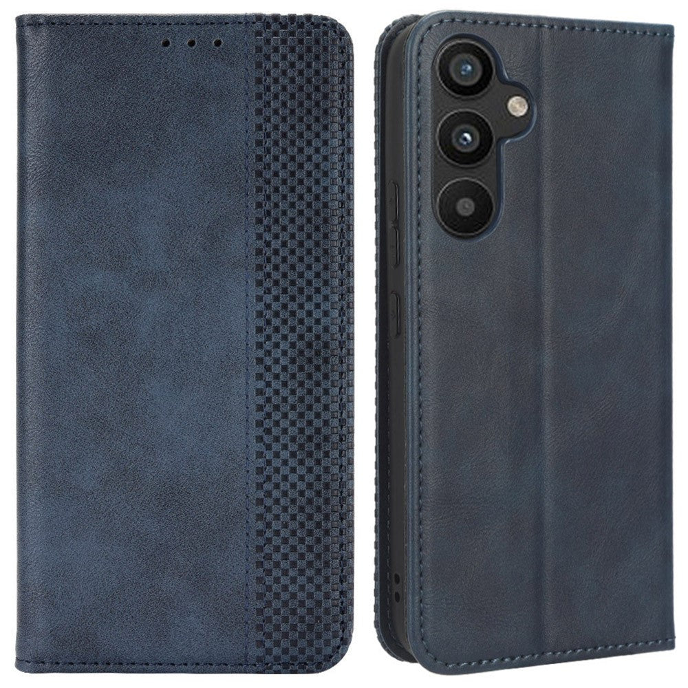 For Samsung Galaxy A34 5G Anti-fall Phone Case Stand Retro Texture Imprinted Pattern Magnetic Auto Closing Flip Leather Wallet Phone Cover