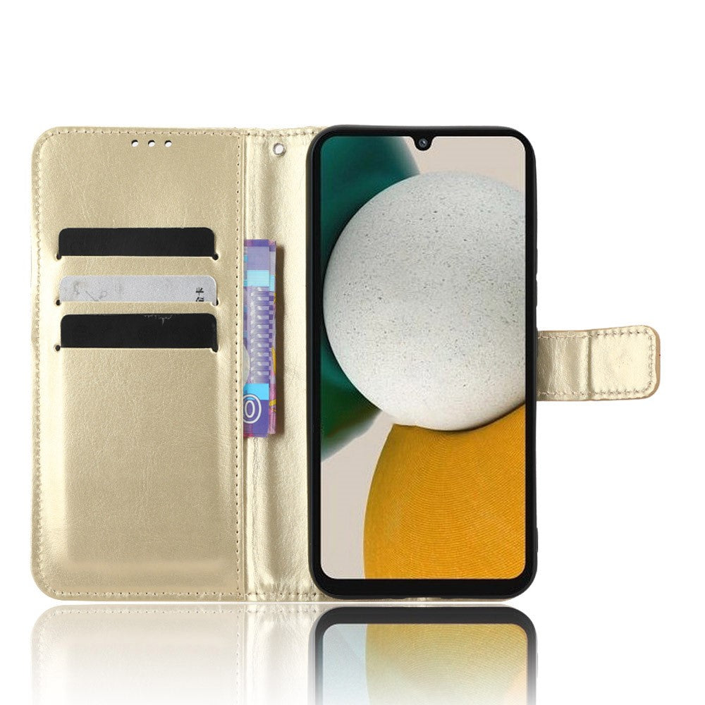 For Samsung Galaxy A34 5G Crazy Horse Texture Magnetic Cell Phone Case Wallet Foldable Stand Shockproof PU Leather Phone Cover with Strap