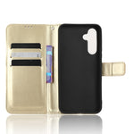 For Samsung Galaxy A34 5G Crazy Horse Texture Magnetic Cell Phone Case Wallet Foldable Stand Shockproof PU Leather Phone Cover with Strap