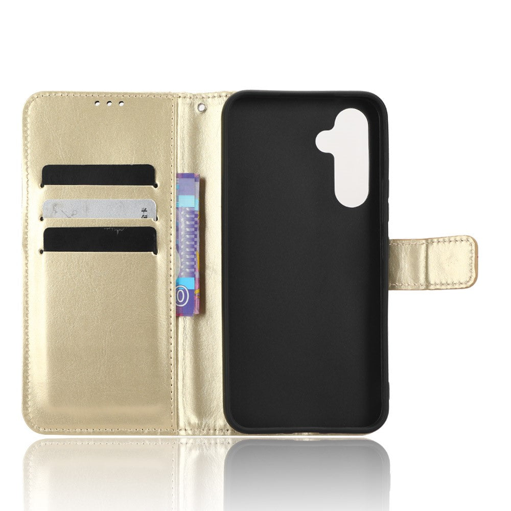 For Samsung Galaxy A34 5G Crazy Horse Texture Magnetic Cell Phone Case Wallet Foldable Stand Shockproof PU Leather Phone Cover with Strap