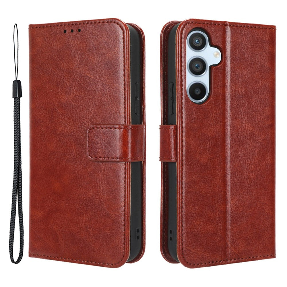 Samsung Galaxy A54 5G-mobilcover med Crazy Horse-tekstur, magnetisk fuldbeskyttende flip-pung-etui i slidstærkt PU-læder med rem