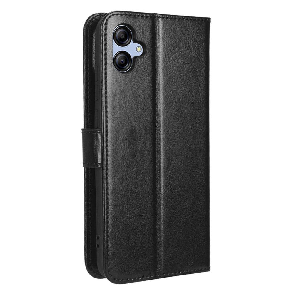 Fallsäkert mobilskal för Samsung Galaxy A04e 4G / F04 4G / M04 4G, Crazy Horse-textur, magnetiskt fällbart plånboksfodral i PU-läder med rem