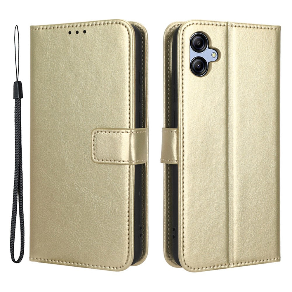 Fallsäkert mobilskal för Samsung Galaxy A04e 4G / F04 4G / M04 4G, Crazy Horse-textur, magnetiskt fällbart plånboksfodral i PU-läder med rem